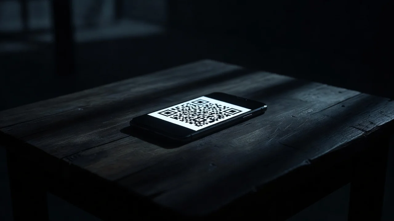 Celular exibindo tela de pagamento instantâneo sobre mesa à noite