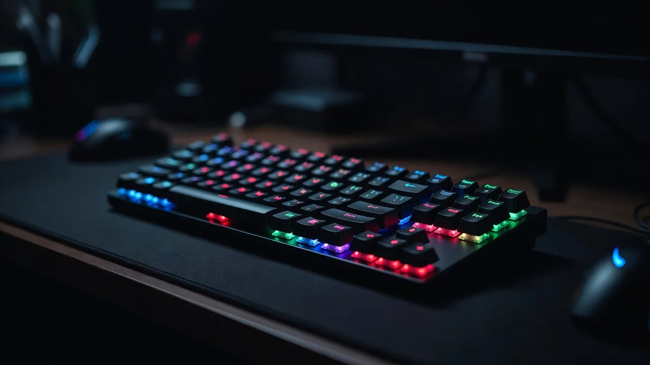 Apostas em eSports no 1win: CS2, LoL e Dota 2 Teclado mecânico iluminado em RGB em mesa gamer escura